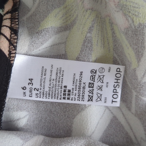 TOPSHOP Black Floral Dress US size 2 - Picture 4 of 5